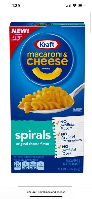 Kraft Spirals Original Macaroni and Cheese Dinner, 5.5 oz Box