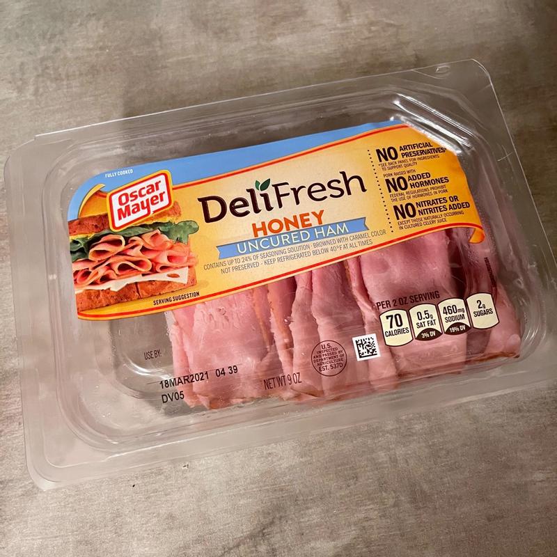 Oscar Mayer Deli Fresh Honey Uncured Ham Sliced Lunch Meat, 9 oz Tray