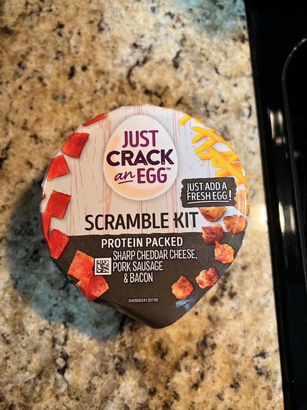 Just Crack an Egg All American Scramble Breakfast Bowl Kit with Potatoes,  Sharp Cheddar Cheese and Uncured Bacon, 3 oz. Cup