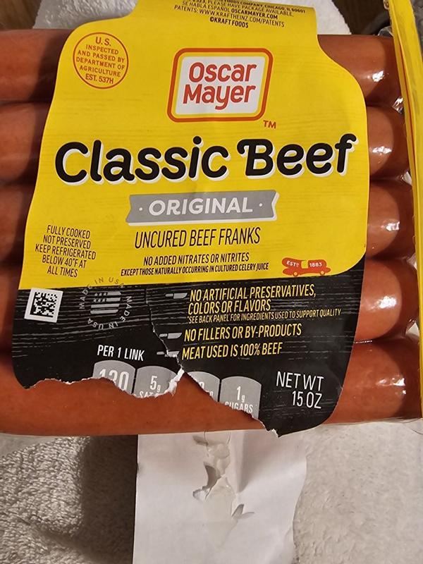 Oscar Mayer Classic Uncured Beef Franks Hot Dogs, 10 ct Pack