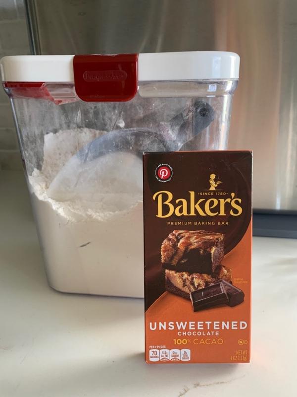 Baker's Unsweetened Chocolate Premium Baking Bar with 100 % Cacao, 4 oz Box