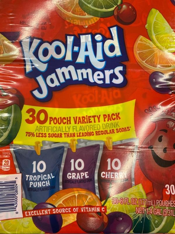 ソフトドリンク Kool-Aid Jammers 30 Pouch Variety Pack Amazon.com: Kool-Aid Jammers Tropical Punch (Grape & Cherry