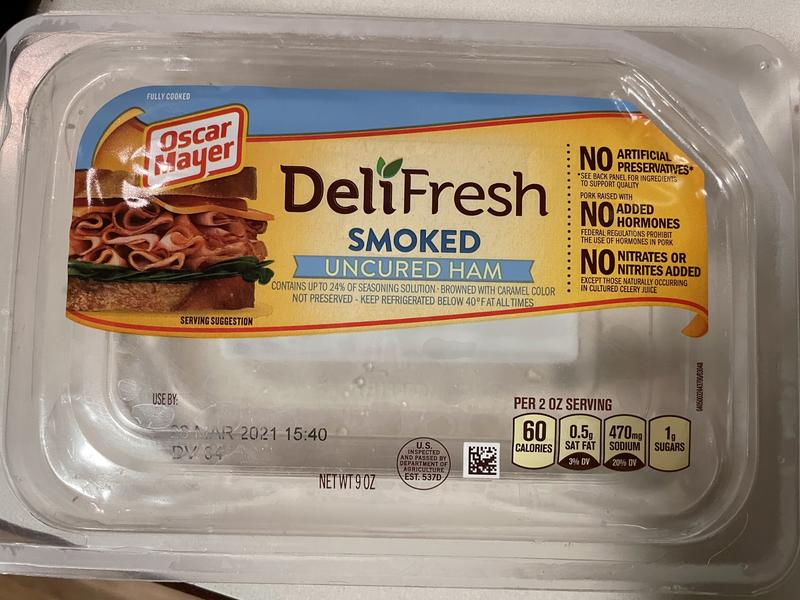 Oscar Mayer Deli Fresh Uncured Smoked Ham Sliced Deli Lunch Meat, 9 oz - QFC