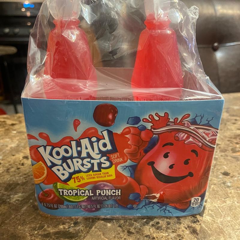 Kool-Aid Bursts Tropical Punch Artificially Flavored Soft Drink, 6 ct Pack, 6.75  fl oz Bottles