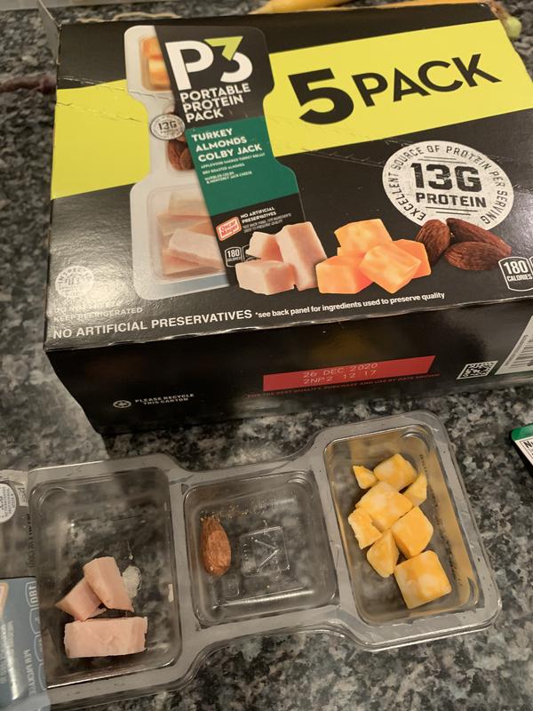 P3 Portable Protein Snack Pack with Turkey, Bacon & Colby Jack Cheese Tray  2.1 oz