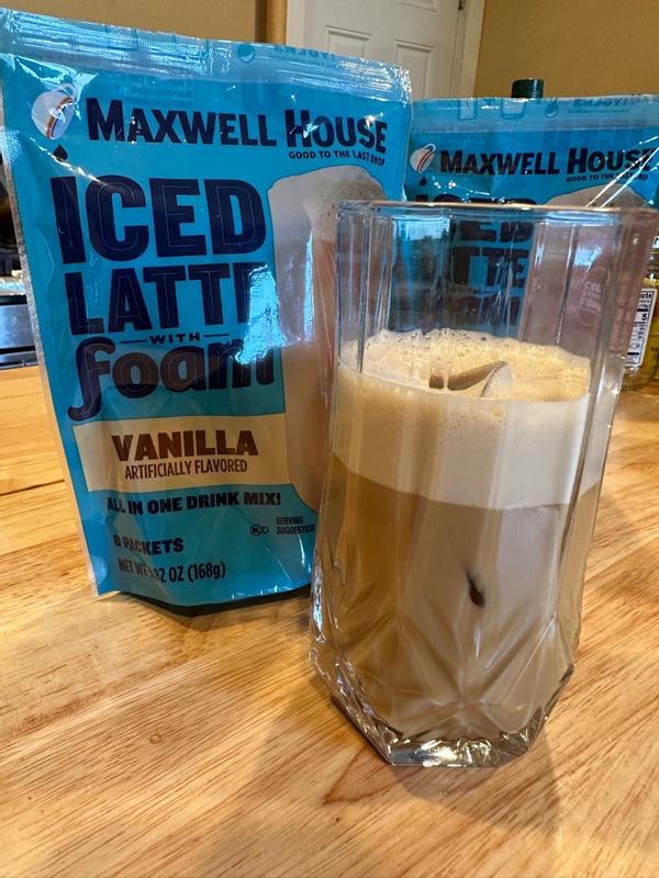 Maxwell House Iced Vanilla Latte with Foam Instant Coffee Drink Mix, 5.92  oz, 6 Packets
