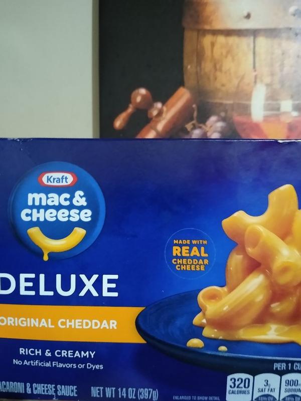 Kraft Macaroni & Cheese Deluxe Dinner, Original Cheddar, 14-Ounce Boxes  (Pack of 8)