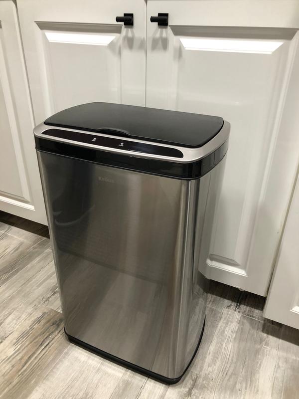 Kraus 13 Gal GarbagePro Rectangular Touchless Motion Sensor Trash Can with SoftShut Lid, Matte Black Finish | KTCS-10MB