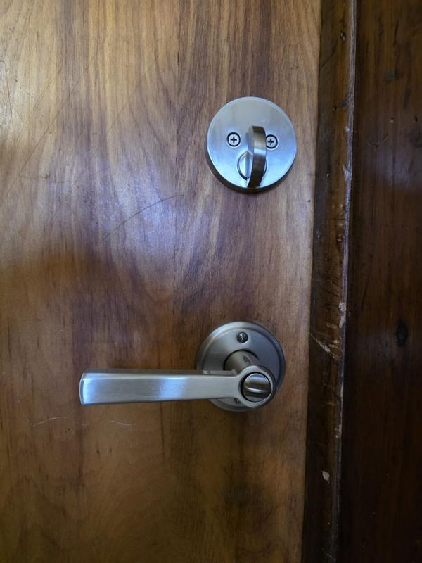 Satin Nickel Trafford Security Set - Deadbolt Keyed One Side