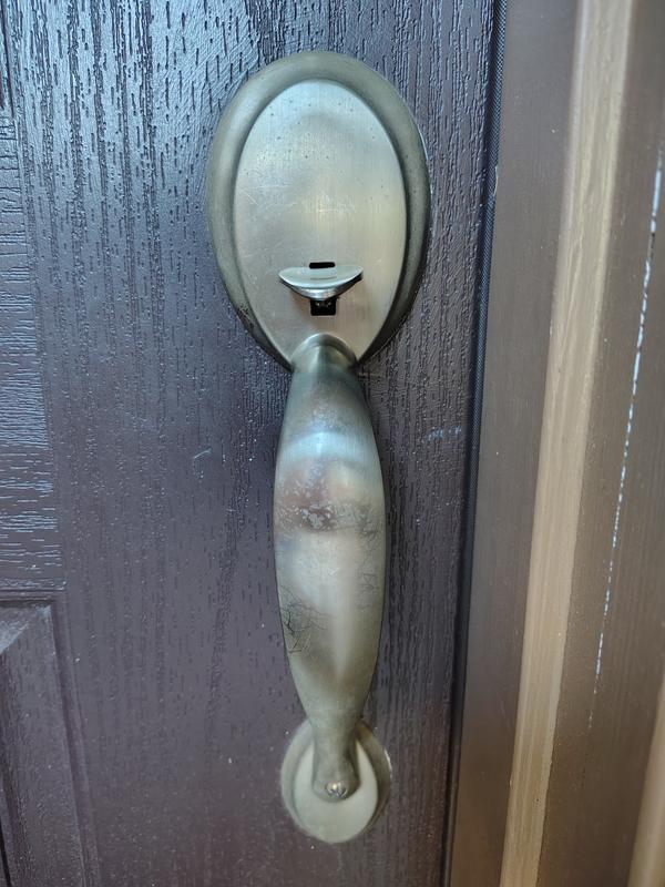 Satin Nickel Chelsea Handleset with Juno Knob - Deadbolt Keyed One