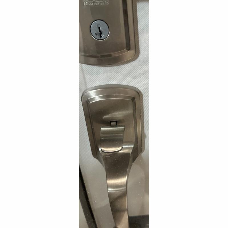 Satin Nickel Prague Handleset - Deadbolt Keyed One Side (Exterior
