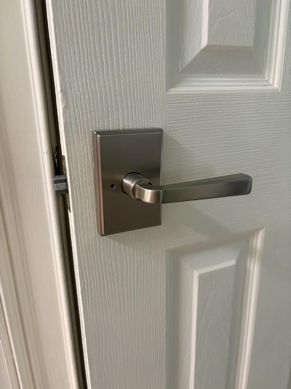 Satin Nickel Trafford Lever (Rectangle) - Keyed - featuring