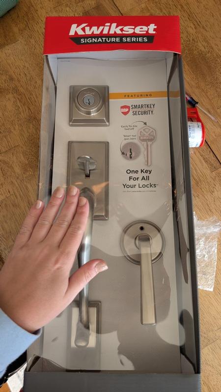 Satin Nickel Hawthorne Handle (Exterior Only) | Kwikset