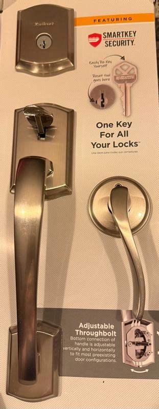 Satin Nickel Prescott Handleset - Deadbolt Keyed One Side