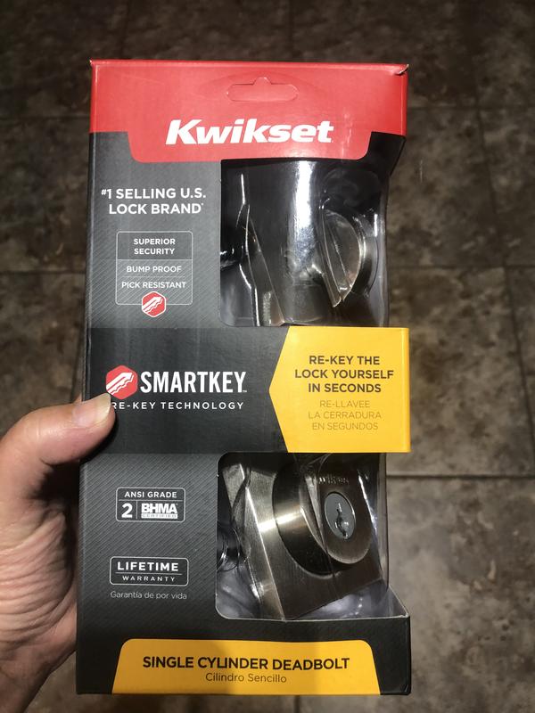 Kwikset 158 Milan Deadbolt Lock, Polished Chrome Square Exterior Keyed - View #11
