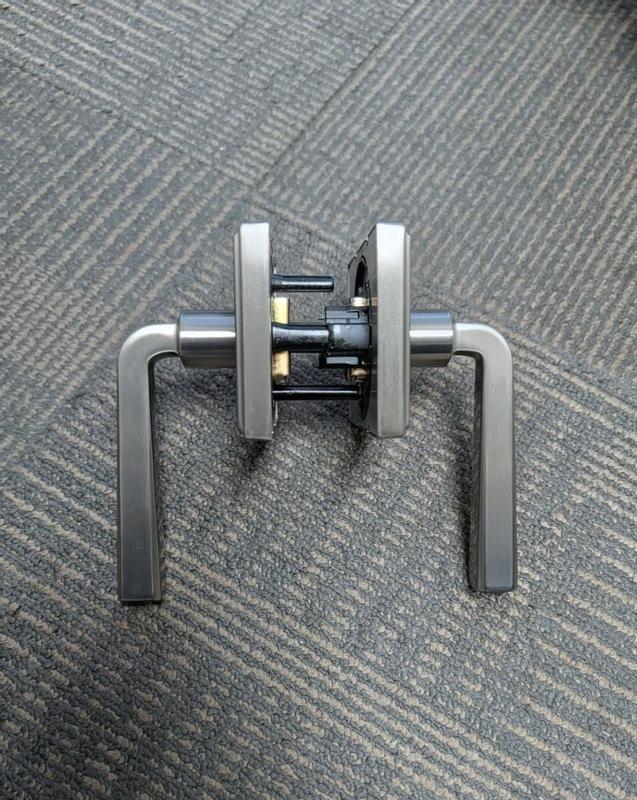 Satin Nickel Trafford Lever (Rectangle) - Keyed - featuring