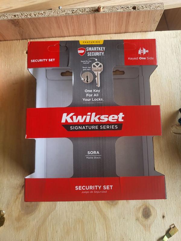 Satin Nickel Sora Rectangle Security Set - Deadbolt Keyed One Side