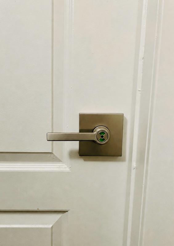 Kwikset Halifax Square Satin Nickel Keyed Entry Door Handle Handle