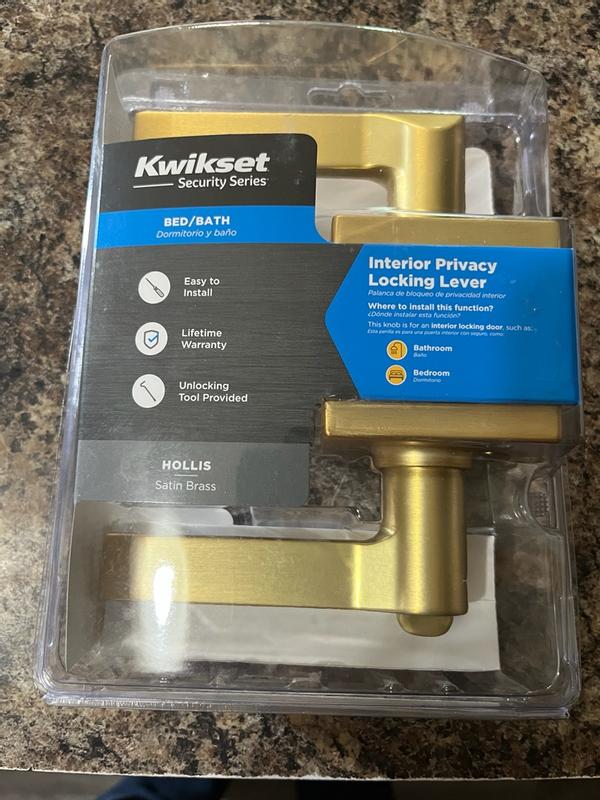Satin Nickel Hollis Lever (Square) - Hall/Closet | Kwikset