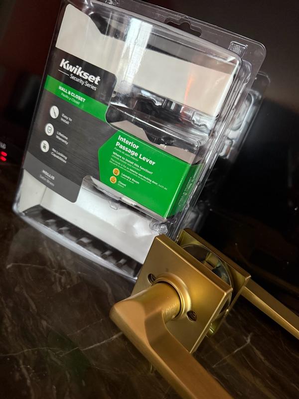 Satin Nickel Hollis Lever (Square) - Bed/Bath | Kwikset
