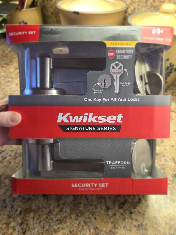 Satin Nickel Trafford Security Set - Deadbolt Keyed One Side