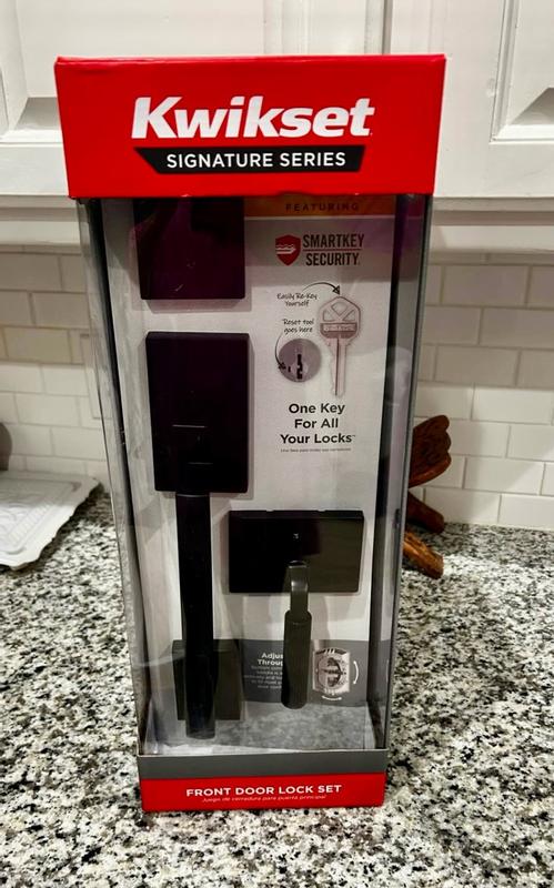 Kwikset San Clemente Matte Black Door Handleset with Halifax