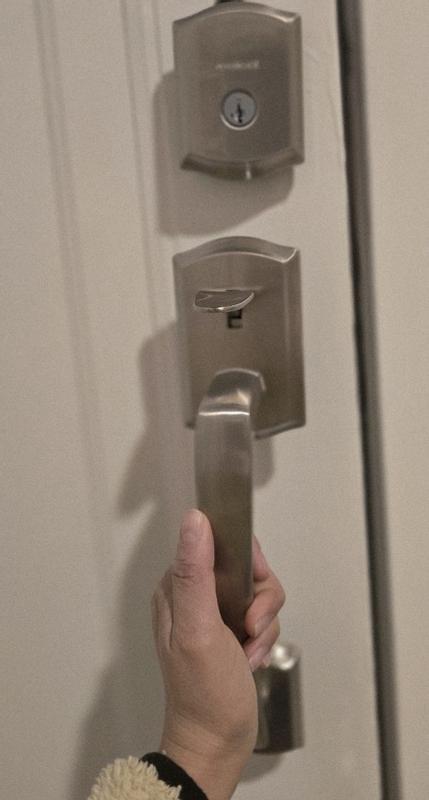Satin Nickel Prescott Handleset - Deadbolt Keyed One Side