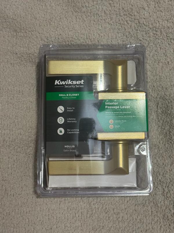 Satin Nickel Hollis Lever (Square) - Hall/Closet | Kwikset