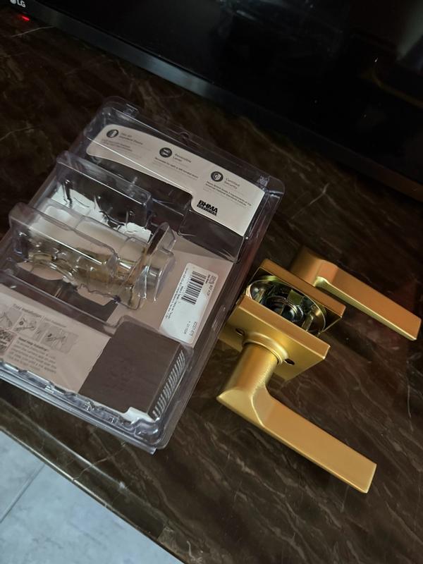 Satin Nickel Hollis Lever (Square) - Bed/Bath | Kwikset