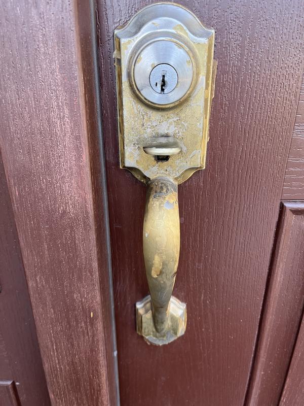 Satin Nickel Montara Handleset - Deadbolt Keyed One Side (Exterior