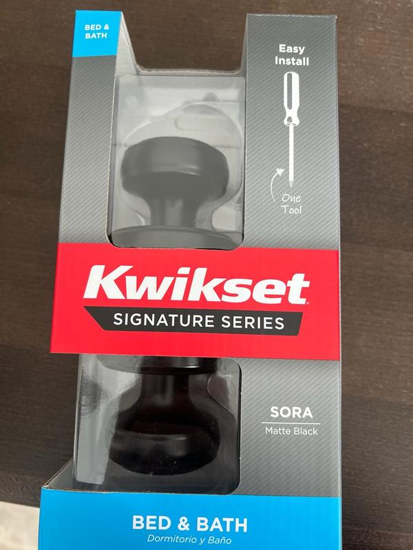 Kwikset Sora Matte Black Keyed Entry 2.19 in. Round Door Knob