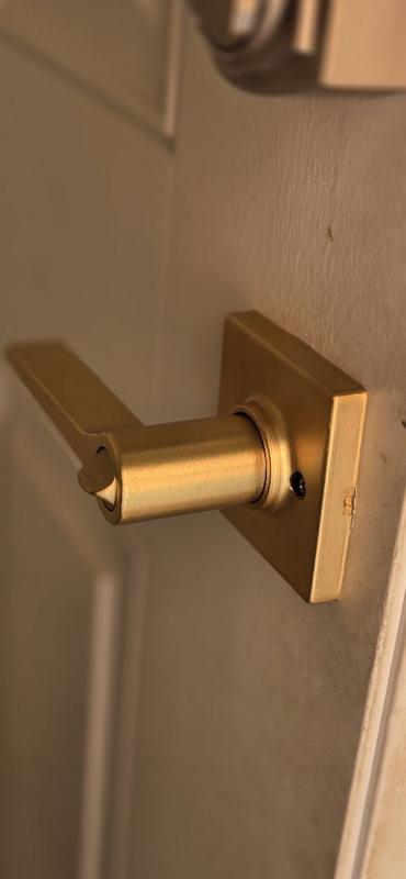 Satin Nickel Hollis Lever (Square) - Hall/Closet | Kwikset