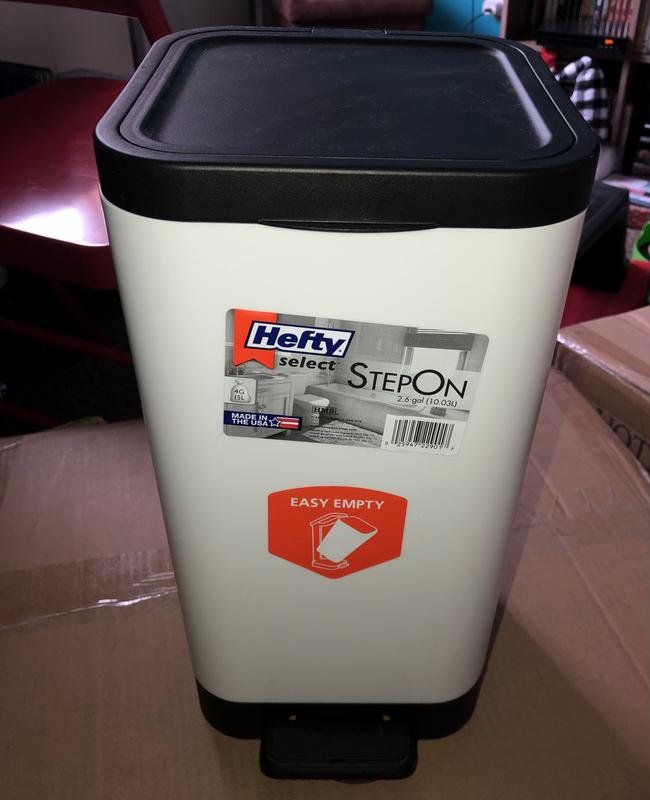 Hefty 13.3 Gallon Trash Can, Plastic Touch Top Kitchen Trash Can, Grey