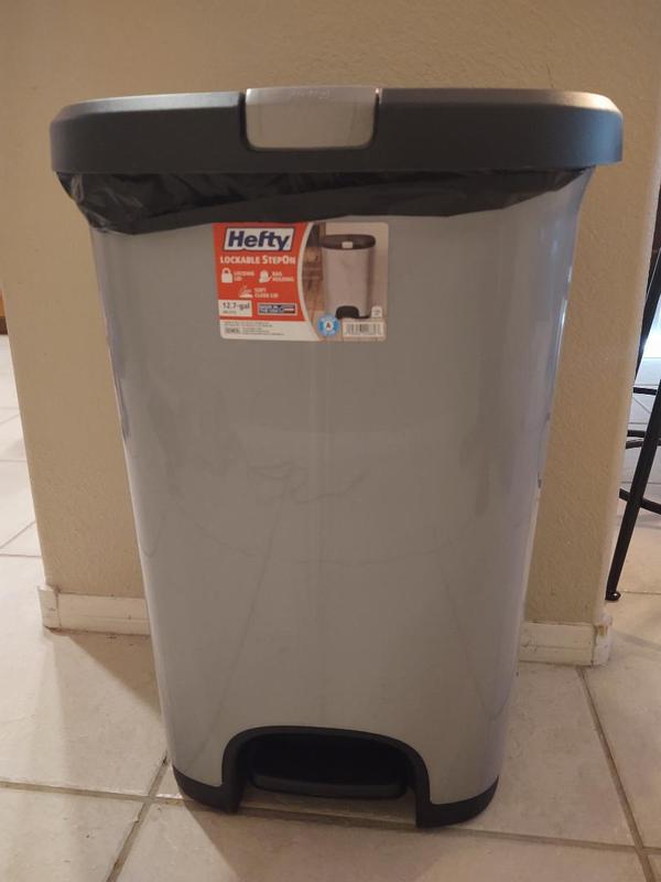 Hefty 12.25-Gallons Bronze Plastic Touchless Kitchen Trash Can
