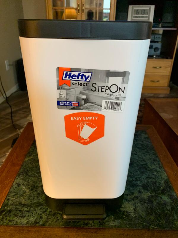 Hefty 2.6 Gallon Trash Can, Plastic Step On Bathroom Trash Can