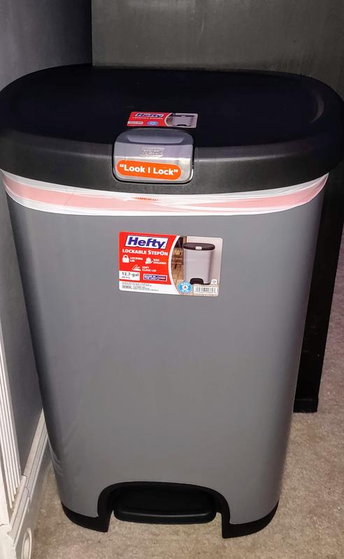 Hefty 12.1 gal. Step On Plastic Trash Can, Gray This Hefty StepOn