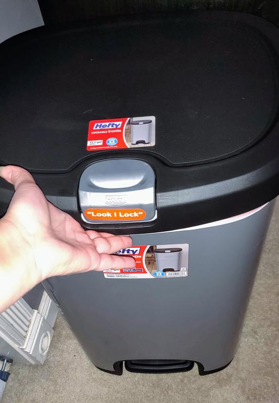 Hefty Select 12.7gal Lock Waste Step Trash Can Silver