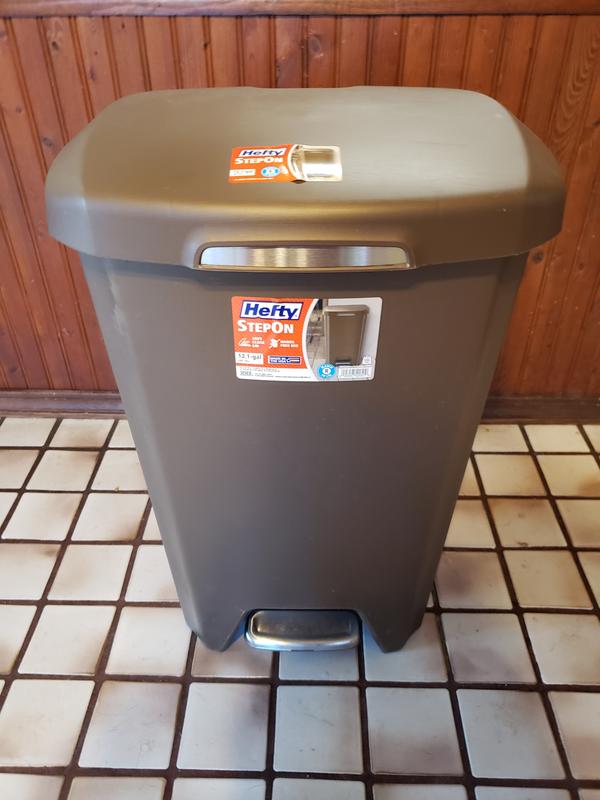 Hefty 12.25-Gallons Bronze Plastic Touchless Kitchen Trash Can