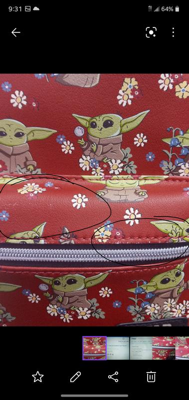 Hot Topic Burgundy Backpack with Baby Yoda Print Loungefly Star Wars The Mandalorian The Child Floral Mini  main image 3