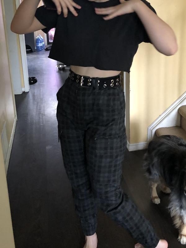 Black & Grey Plaid Cargo Pants | Hot Topic