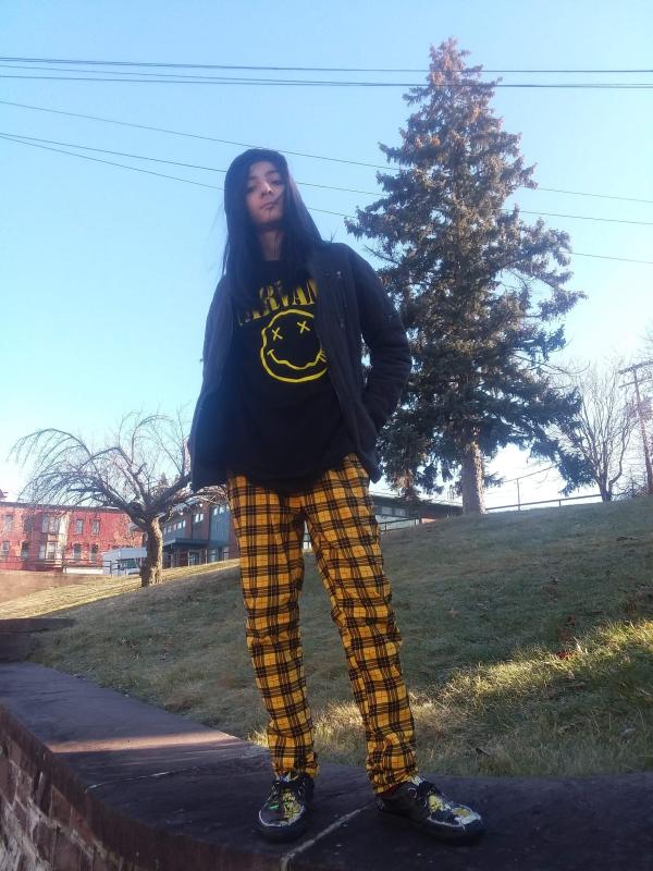 Yellow plaid store pants hot topic