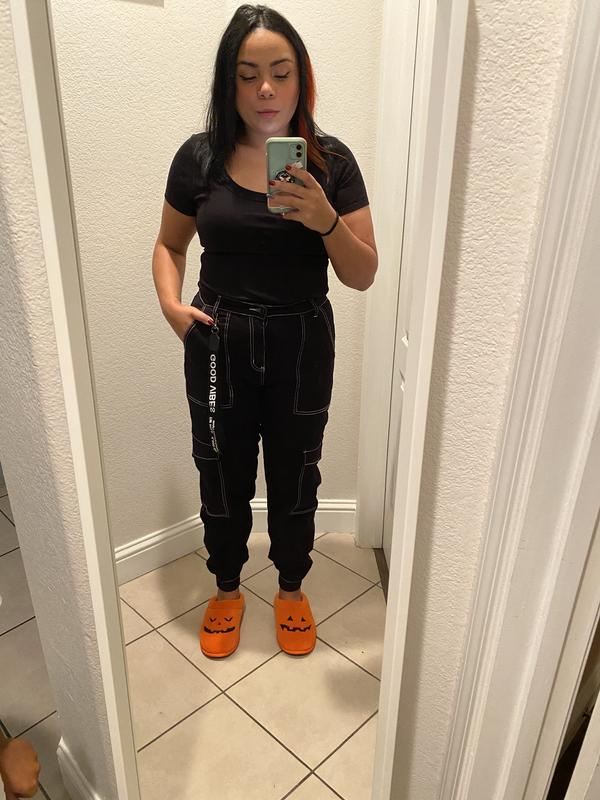 Black & White Stitch Cargo Jogger Pants | Hot Topic
