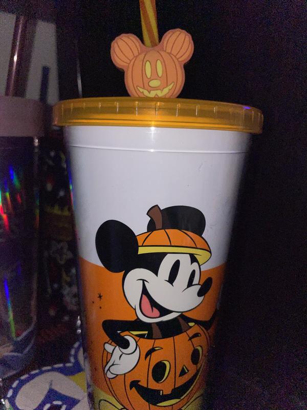 Disney Mickey Mouse Halloween Candy Corn Tumbler w/ Pumpkin Mickey Straw  Topper