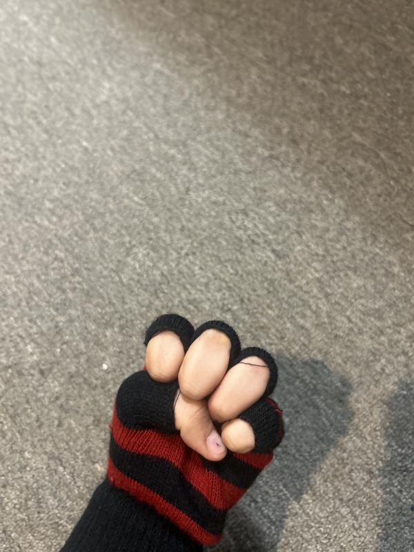 Red & Black Stripe Grommet Fingerless Gloves | Hot Topic
