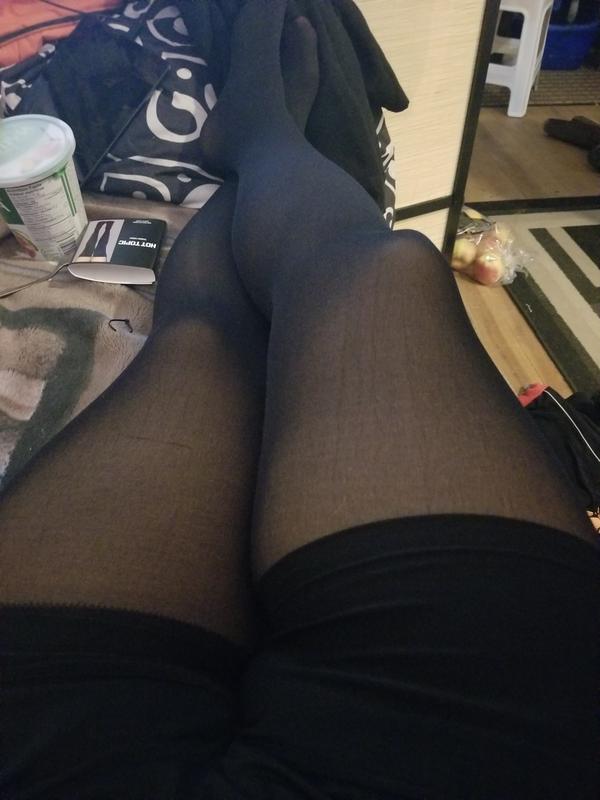 Hot Topic Blackheart Cat Faux Thigh High Tights