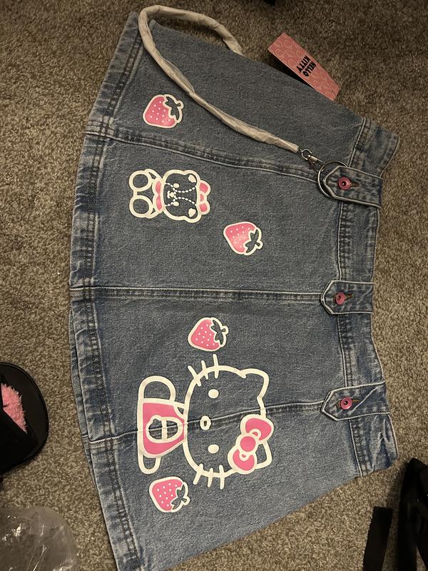 Hello Kitty Strawberry Belt Chain Denim Skirt | Hot Topic