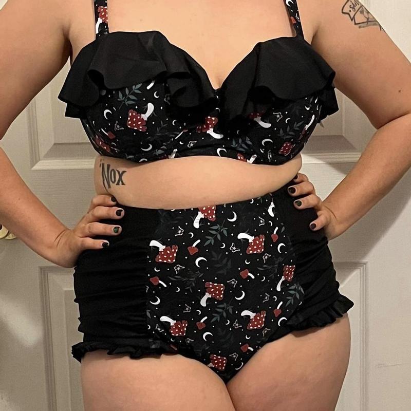 Mushroom Cottagecore High Waisted Swim Bottoms Plus Size Hot Topic