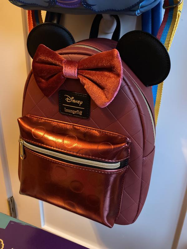 Loungefly Disney Minnie Mouse Burgundy Velvet Bow Mini  display picture 1