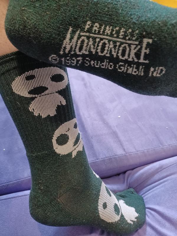 NEW Princess Mononoke Glow In The Dark Crew Green Socks Sz 8-12