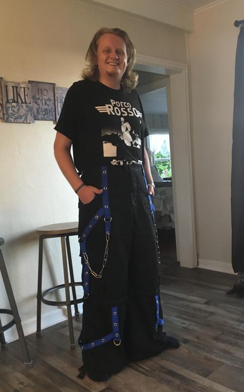 Old School Tripp Pants Tripp Black Blue Chain Zip-Off Pants Hot Topic